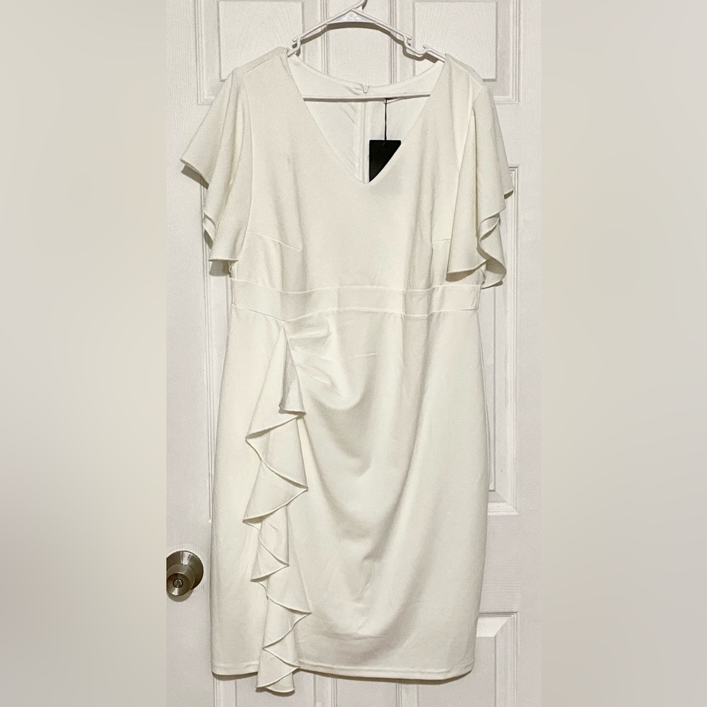 White Dress with Ruffle Detail